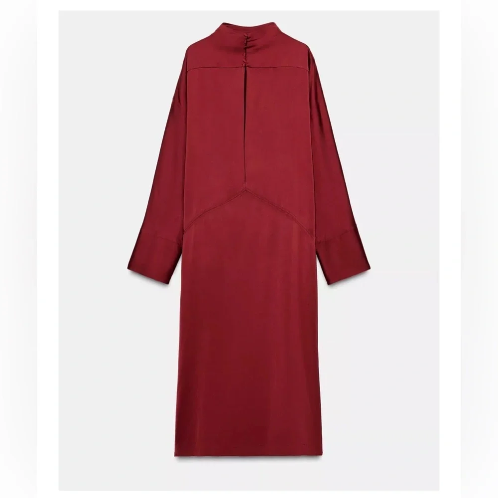 Zara SATIN EFFECT TIED DRESS ZW COLLECTION - Picture 5 of 6